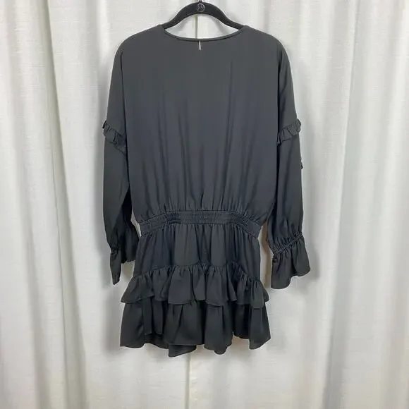 Misa Los Angeles Black Long Sleeve Amalya Ruffle Mini Dress Sz.S - Picture 11 of 16